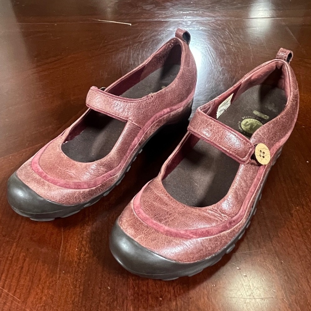 Merrell Plaza Emme Burgundy Wine Leather Mary Jane Trail Flats J46088 Womens 7.5